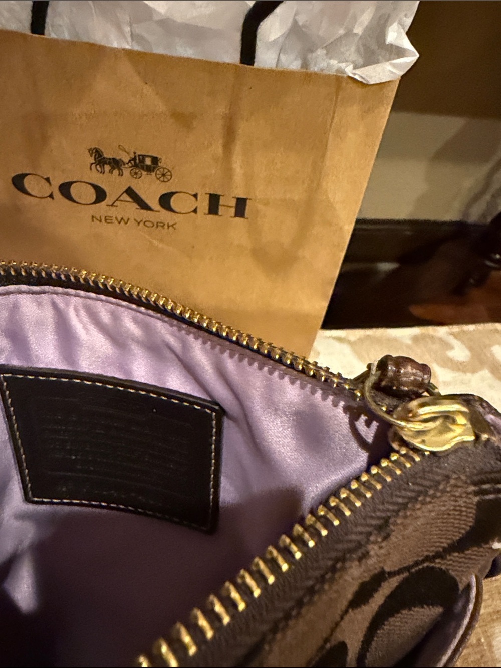 Coach Brown Signature Messenger Crossbody Bag with Gold-Tone Hardware - Picture 11 of 11
